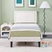 Wade Logan® Auxter Bed Frame w/ Height Adjustable Upholstered Headboard Metal in White | 47.7 H x 76.6 D in | Wayfair