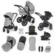Ickle Bubba Stomp Luxe All-in-One I-Size Travel System with Isofix Base - Black/Pearl Grey/Black