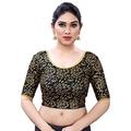 Crazy Bachat Women's Readymade Indian Designer Black Printed Stretchable Blouse for Saree