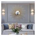 WLABCD Mirror Sunburst Wall Mirror, 3D Large Round Metal Starburst Decorative Wall Mirror, Dining Room, Living Room,Porch Decorative Hanging Mirror,Gold,70Cm