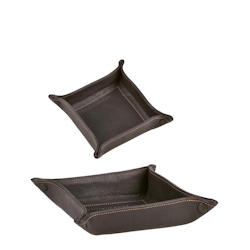 Sonnenleder Ablageschale Leder 20x20cm Taschenleerer Schale Lederschale Stiftschale mocca braun Vide Poche Image