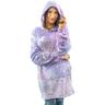 Cape polaire Lilas fluo Manches oversize avec capuche et poche