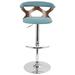 Wade Logan® Betuel Mid-century Modern Adjustable Barstool w/ Swivel In Chrome, Walnut Wood Upholstered/Metal in Blue | 20.75 W x 19.25 D in | Wayfair