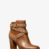 Michael Kors Shoes | Kincaid Studded Logo Trim Ankle Boot | Color: Brown | Size: Various