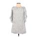 American Eagle Outfitters Casual Dress - Shift Boatneck 3/4 sleeves: White Print Dresses - Women's Size Small