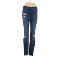 Ann Taylor LOFT Jeans - Mid/Reg Rise Skinny Leg Denim: Blue Bottoms - Women's Size 24 - Dark Wash