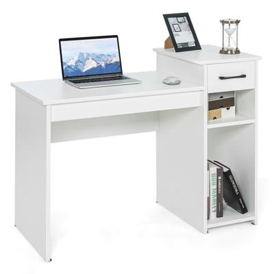 Costway Computer Desk PC Laptop Table with Drawer and Shelf-White