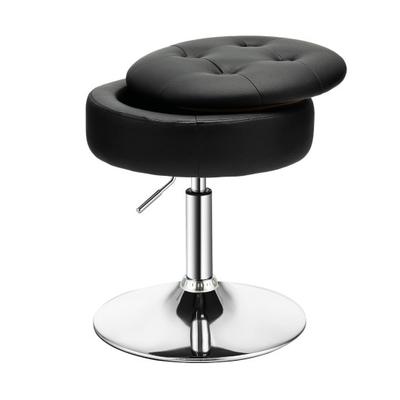 Costway Adjustable 360° Swivel Storage Vanity Stool with Removable Tray-Black