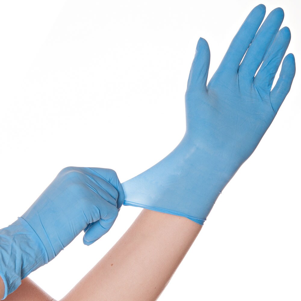 10x100 Stück Latexhandschuhe Allfood Skin gepudert Blau Größe M Einweghandschuhe Arbeitshandschuhe Einmalhandschuhe Latex Handschuhe Image