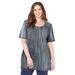 Plus Size Women's Easy Fit Short Sleeve Scoopneck Tee by Catherines in Gunmetal Texture (Size 4X)