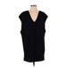 ASOS Casual Dress - Shift V Neck Short sleeves: Black Solid Dresses - Women's Size 0