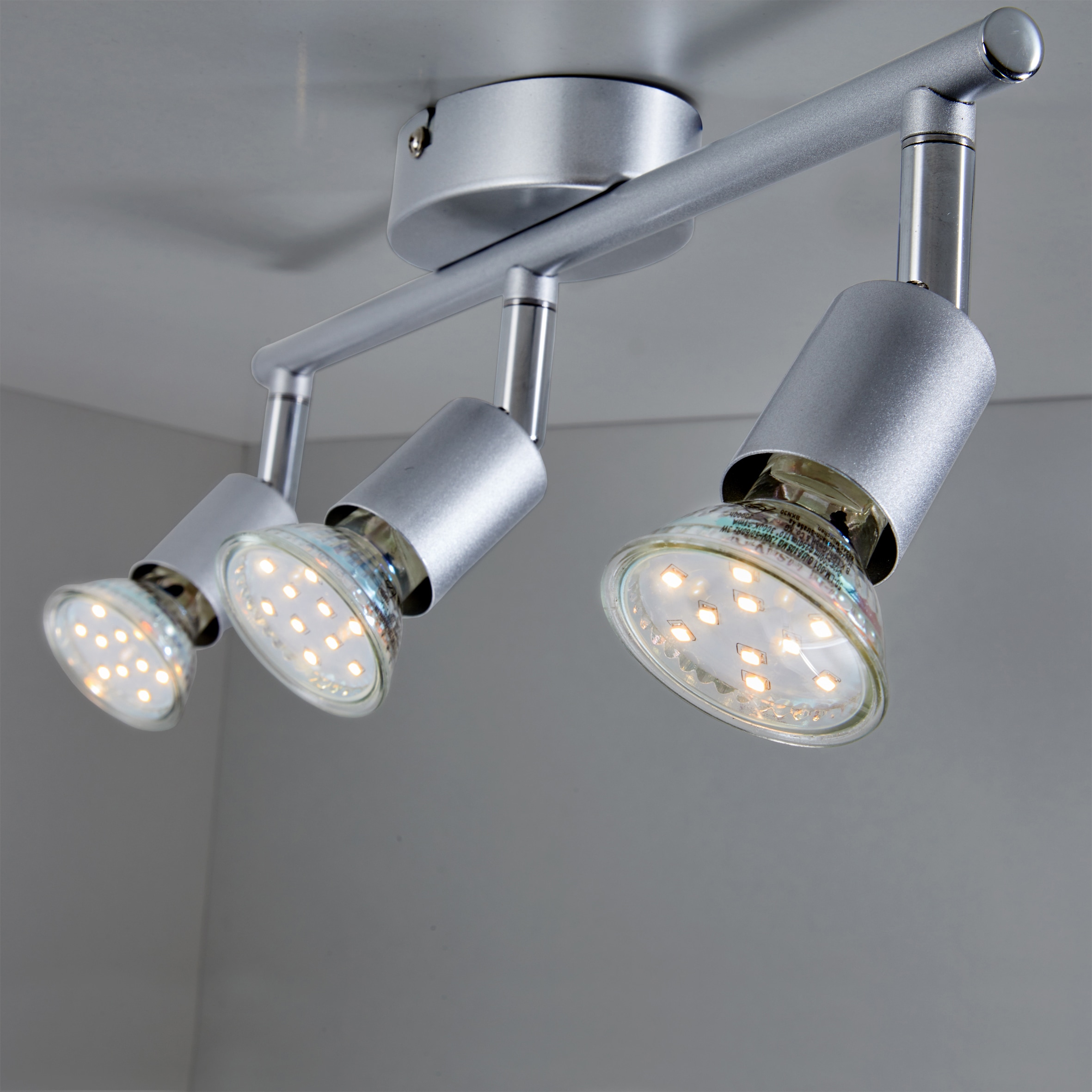B.K.LICHT LED Deckenspots, grau (titansilberfarben), 3, H: 10cm, Leuchten, LED Deckenleuchte, inkl. 3 x 3W GU10 250 Lumen 3.000K, Deckenstrahler Image