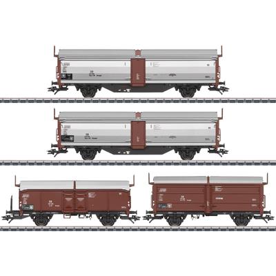 Güterwagen MÄRKLIN "Schiebedach-/Schiebewandwagen-Set Tbes-t-66 - 47301", braun (braun, grau), Modelleisenbahn-Fahrzeuge, Kinder, Kunststoff, Metall, Made in Europe