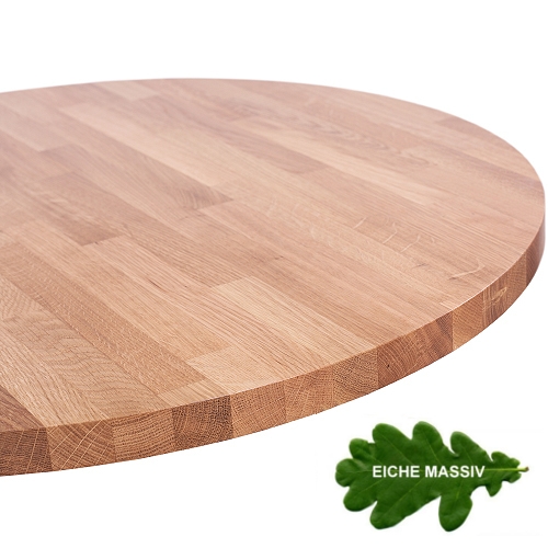 pemora Tischplatte Gastronomie Eiche massiv Ø 80 cm – 26 mm stark