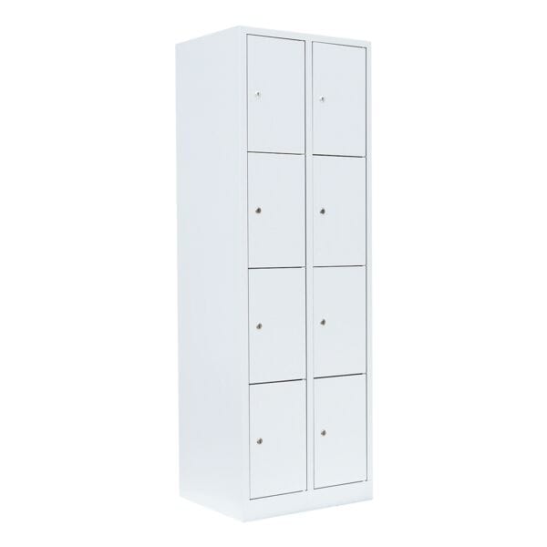 Lüllmann Schließfachschrank - 2 Abteile - 8 Fächer weiß