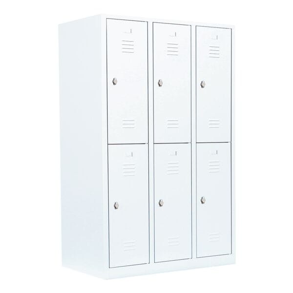 Lüllmann Garderobenschrank - 3 Abteile - 6 Schließfächer weiß