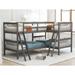 Twin over Twin L-Shaped Bunk Bed with 2 Ladders, Max for 4 Person Use