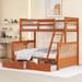 Separable Twin-Over-Full Storage Bunk Bed with Ladders and 2 Drawers (Walnut)