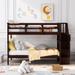 Espresso Stairway Separable Twin-Over-Twin Wood Bunk Bed with Storage and Guard Rail for Bedroom, Dorm