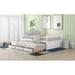 Full Size Vertical Slats Style Daybed Functional Wood Sofa Bed with Twin Trundle / 3 Drawers / Fence-shaped Headboard Footboard