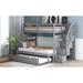 Separable Twin over Twin/Full Wod Bunk Bed with Twin Trundle / 4 Drawers Storage Stairs / Side 2-Tier Shelves - Gray