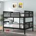 White Wood Full over Full Bunk Bed with Ladder for Bedroom, Guest Room Furniture, Total 2 Stackable&Separable Full Beds