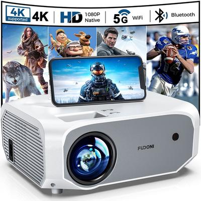 Projector with WiFi and Bluetooth-Native 1080P 5G WiFi 4K Projector