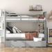 Mission & Craftsman Gray Full over Full Wood Bunk Bed with 2 Removable Drawers and Ladder for Bedroom, Guest Room Furniture