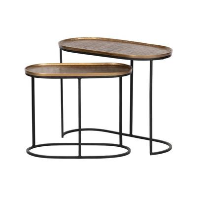 2 tables d'appoint gigognes en métal laiton