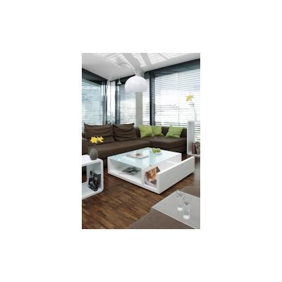 SalesFever Couchtisch mit 3 Ablagefächern | 12 mm Sicherheitsglas-Tischplatte | B 100 x T 100 x H 30 cm | weiß