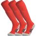 APTESOL Knee High Soccer Socks Team Sport Cushion Socks for Boys Girls Men Women [3-Pair Red L]