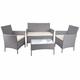 Mendler Poly-Rattan Garten-Garnitur HWC-D82, Sitzgruppe Lounge-Set ~ grau mit Kissen creme