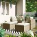 TOPMAX Outdoor Patio Furniture Set 5-Piece Wicker Rattan Sectional Sofa Set Brown and Beige