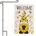 G128 Combo Pack: Garden Flag Stand Black 36 in x 16 in & Garden Flag Spring Decoration Welcome Bee Gnome with Sunflower 12 x18 Double-Sided Blockout Fabric