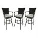 Set of 3 - Outdoor Indoor Extra Tall 34 Bar Stool - Erin on Black Frame