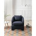 Primary Living Room Chair Modern Fabric Upholstered Leisure Barrel Accent Chair with Backrest and Armrest Comfty Club Chair Single Sofa for Home Bedroom Office Navy