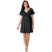 Plus Size Women's Short-Sleeve Lace Top Gown by Amoureuse in Black (Size L)