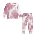 JDEFEG Muddy Girl Baby Kids Toddler Boy Girls Clothes Sports Casual Tie Dye Prints Long Sleeves Sweartershirt Elastic Waist Pants Set Outfit Autumn Baby Girl Clothe Polyester Red 80