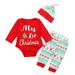 3pcs/set Newborn Baby Boys Girls Christmas Outfit Xmas Letter Print Clothes Set Geometric Long Sleeve Bodysuit+Pants+Hat 0-24M