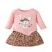 JDEFEG Kids Set Clothes Crop Toddler Girls Winter Easter Long Sleeve Bunny Print Tops Leopard Print Skirt Suit Outfits 5T Shirt Girl Girls Pajama Sets Cotton Blend Red 100