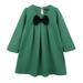 Dadaria Baby Girl Clothes 2-8 Years Fall Winter Bowknot Solid Color Loose Woolen Dress Green 2-3 Years Toddler