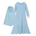 Baby Girls Ramadan Abaya With Hijab Full Length Robe Burka Maxi Little Kid Toddler Baby Girl Dresses