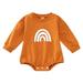 JDEFEG Baby Girls Nightgowns Baby Boy Girl Fall Clothes Crew Neck Sweatshirt Rainbow Romper Long Sleeve Oversized Bodysuit Cute Outfits Baby Clothes Toddler Girl Cotton Spandex Coffee 80