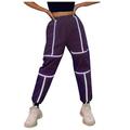Dadaria Cargo Pants Women Baggy Streetwear Reflective Strip Beam Pants Sports Trousers Cargo Pants Purple M Female