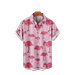 MLFU Big & Tall Men Button Up Shirts Short Sleeve Slim-Fit Flamingo Print Shirt & Top Cheap Clothes Plus Size Men