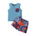 JDEFEG Kids Set Must Haves Girl Toddler Girls Sleeveless Vest Tops and Floral Prints Shorts Outfits Bodysuit Set Girls Pajama Sets Cotton Blend Blue 74