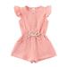 JDEFEG Baby Romper Summer 1 Piece Outfit Baby Girls Button Up Cotton Linen Romper Jumpsuit Fly Sleeve Solid Playsuit Clothes Winter Romper for Toddler Girls Cotton Pink 100