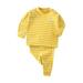 JDEFEG Girls Baby Clothes Kids Toddler Baby Girls Boys Autumn Winter Striped Cartoon Cotton Long Sleeve Pants Pullover Sleepwear Set Clothes Newly Born Baby Girl Gift Cotton Yellow 130