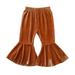 Dadaria Toddler Sweatpants 6M-3Y Toddler Baby Kids Girls Solid Flare Trousers Pants Casual Clothes Brown 90 Toddler