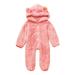 Dadaria Baby Clothes 60-80 Newborn Baby Boy Girls Winter Fleece Jumpsuit Solid Hooded Romper Warm Outwear Pink 3-6 Months Baby